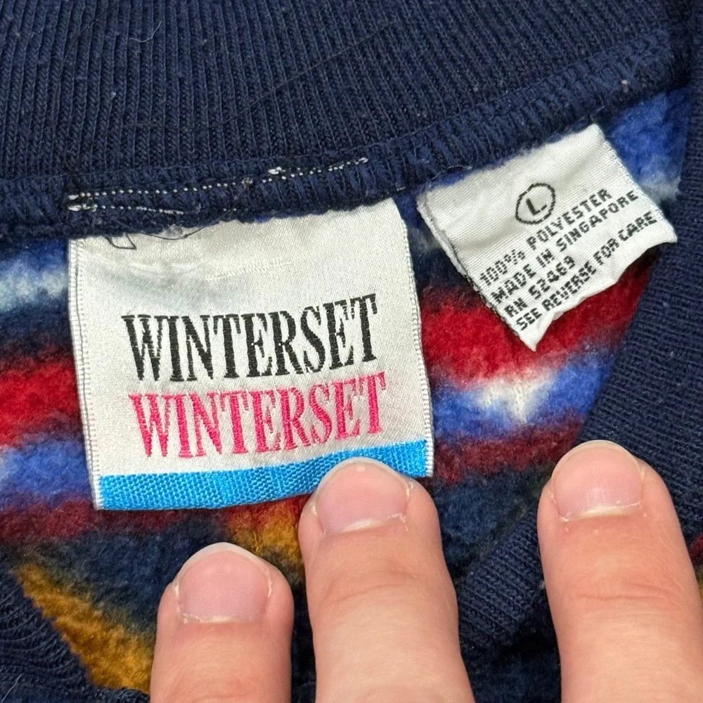Vintage 90s Winterset Fleece Bomber Jacket Mens Large Geometric Southwestern Zip